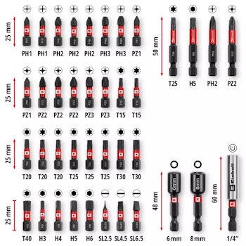 Einhell M-CASE set Impaktor nastavaka i nasadnih ključeva E6.3 1/4