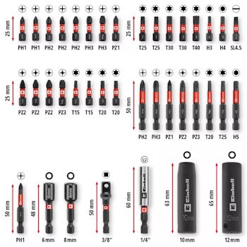 Einhell M-CASE set Impaktor nastavaka i nasadnih ključeva E6.3 1/4