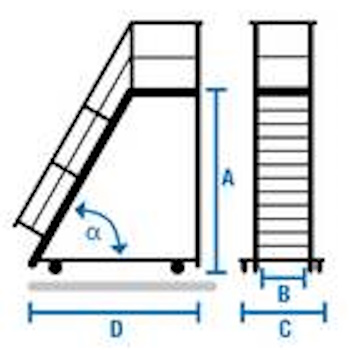 Krause pokretne stepenice sa platformom 10 gazišta nagib 45° 600mm 827890-3