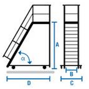 Krause pokretne stepenice sa platformom 10 gazišta nagib 60° 600mm 828699-3