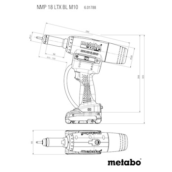 Metabo akumulatorski pištolj za blind matice - navojne nitne NMP 18 LTX BL M10 601788850-6