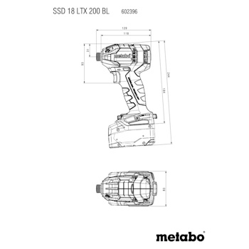 Metabo akumulatorski udarni odvrtač SSD 18 LTX 200 BL Solo 602396890-2