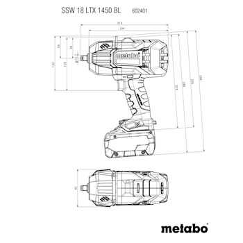 Metabo akumulatorski udarni odvrtač SSW 18 LTX 1450 BL Solo 602401850-2