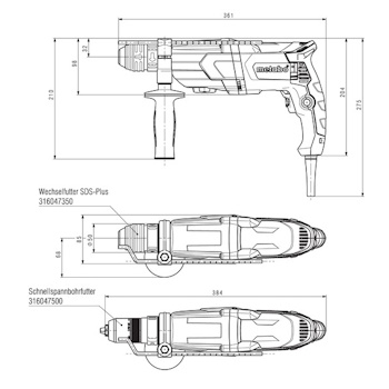 Metabo električna čekić – bušilica UHEV 2660-2 Quick 600697500-8