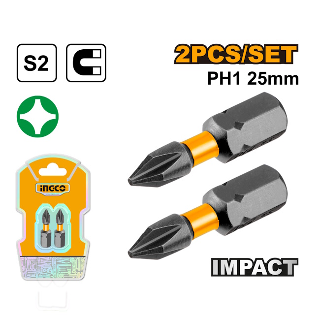 Ingco odvijački udarni bit PH1 25mm set 2/1 SDBIM71PH125