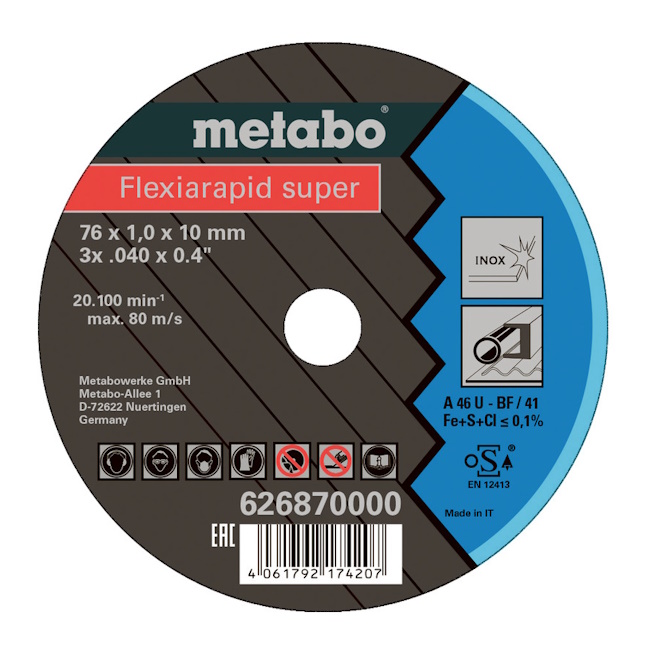 Metabo Flexiarapid Super rezna ploča metal/inox 76x1.0x10.0mm set 5/1 626870000