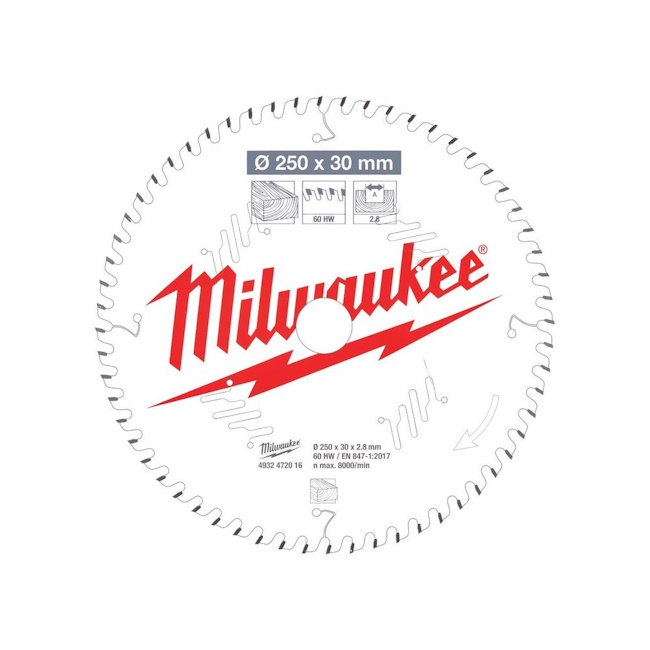 Milwaukee list testere 250x30x2.8mm 60Z 4932472016